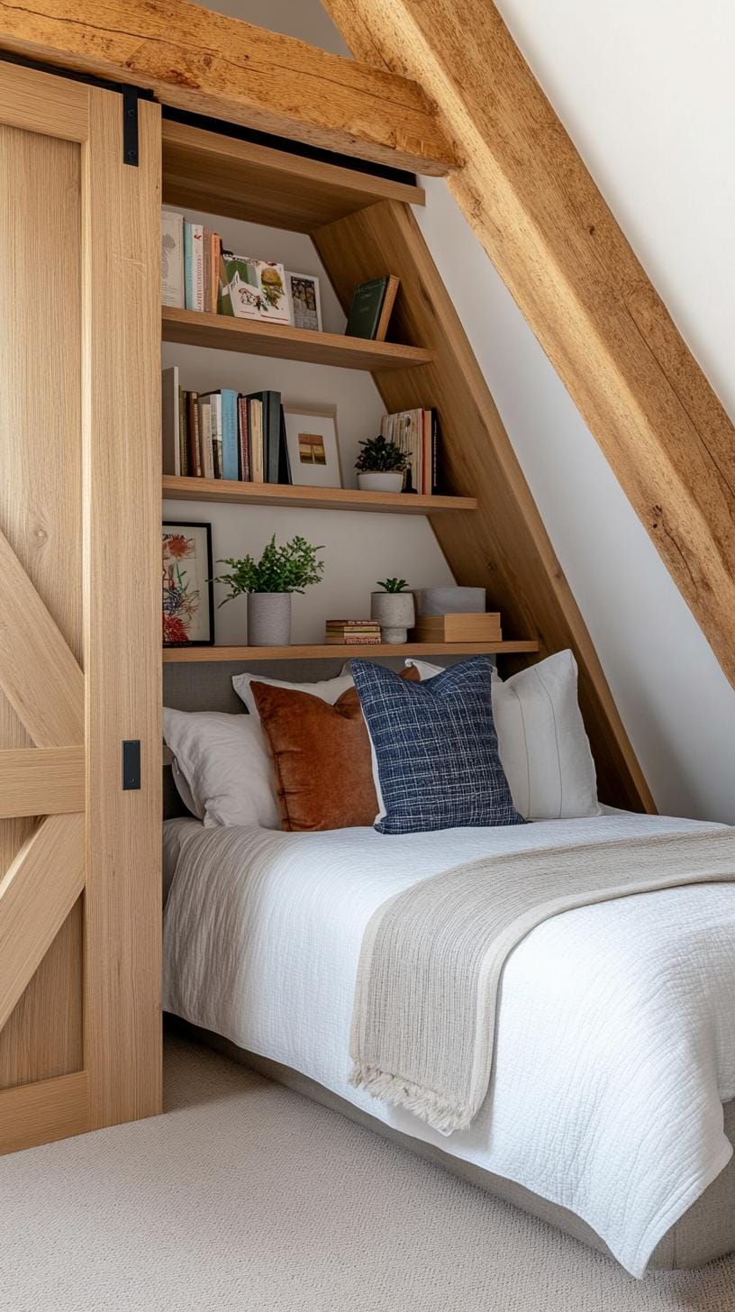 15 Genius Small attic bedroom ideas to maximize the room 17 5. Hidden wardrobe behind a bookshelf: integrate