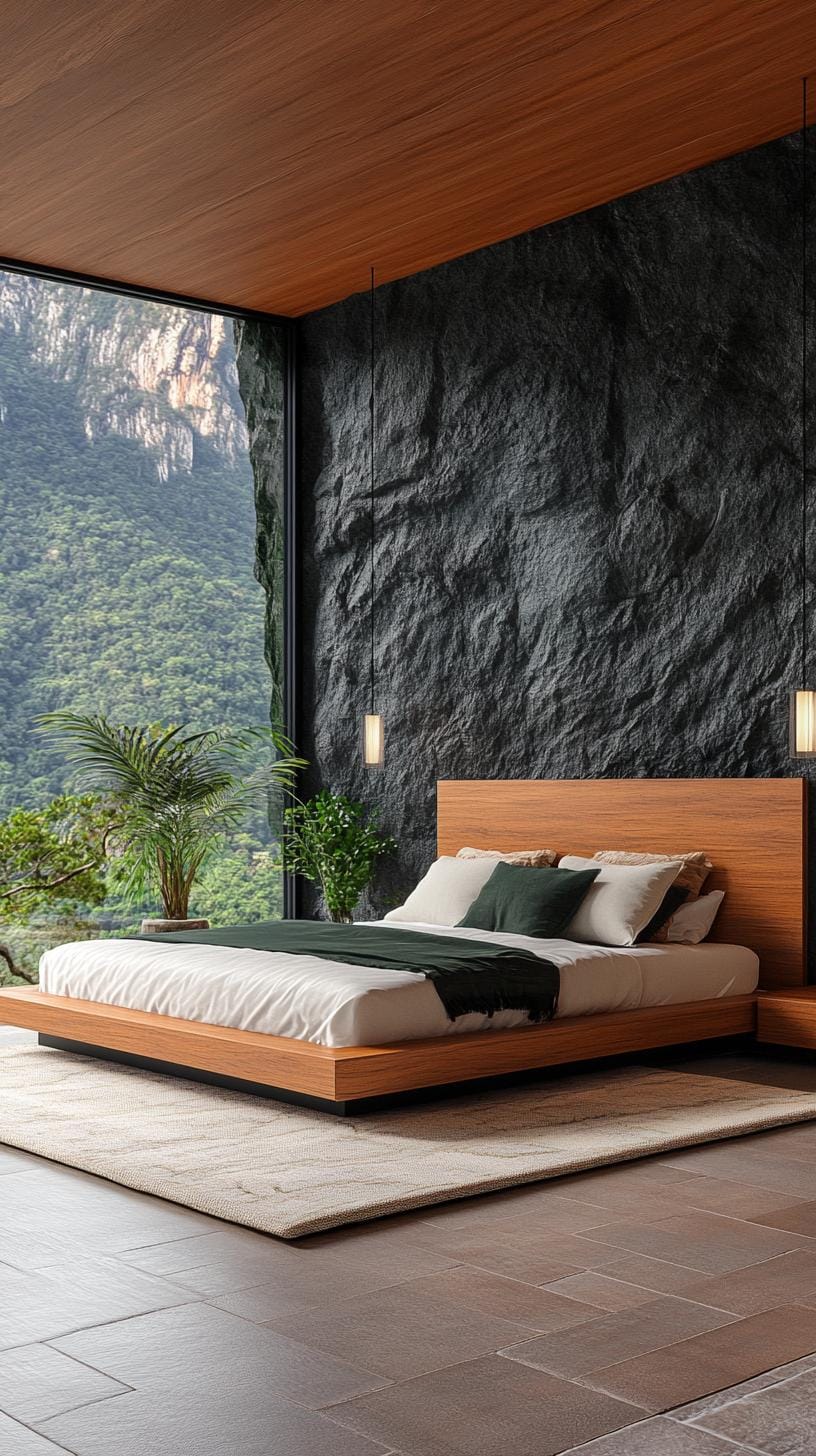 20 elegant black and green bedroom ideas that you have to see 59 19. Contemplative caves: Take a cave -like ambience with dark green stone walls and black ceiling devices before 1