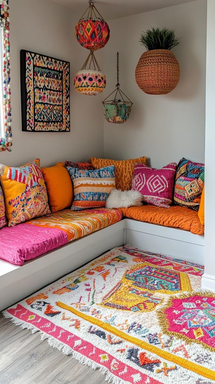 20 beautiful Boho bedroom for teenagers: ideas for 2025 16 5. Boden pillow corner: arrange
