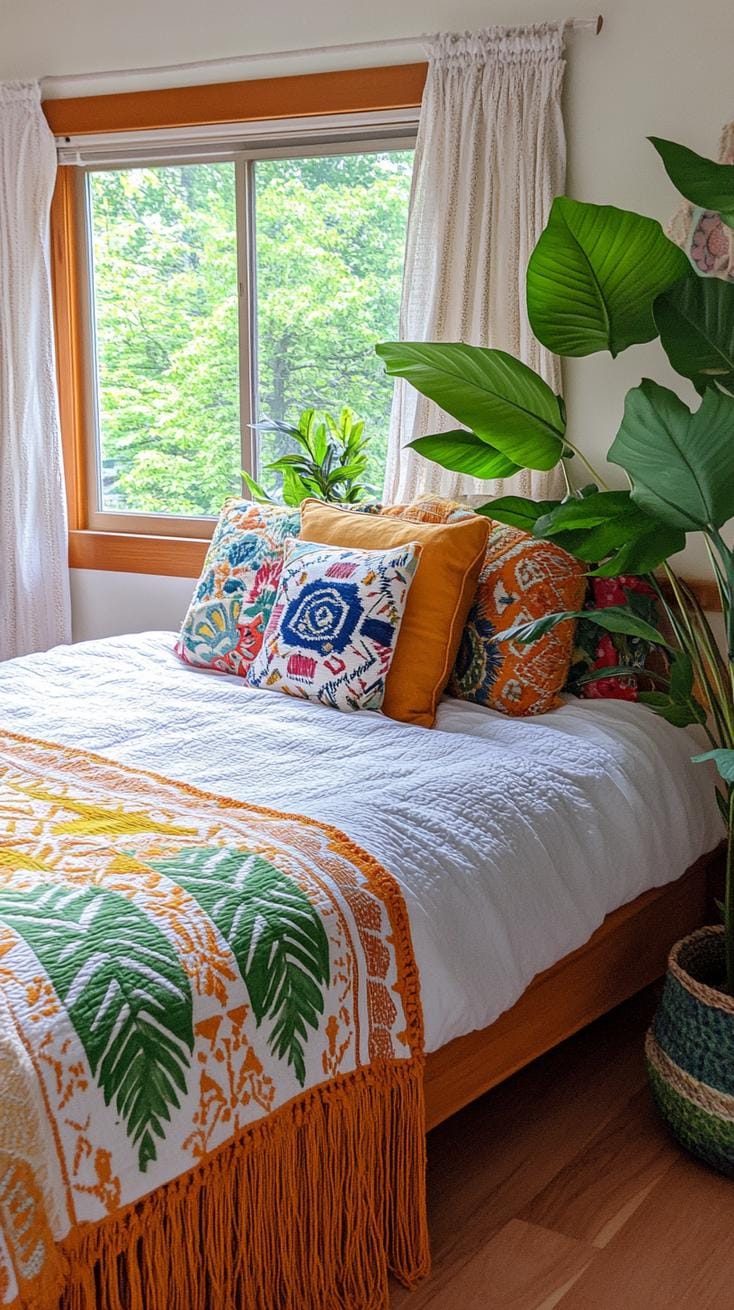 20 beautiful Boho bedroom for teenagers: ideas for 2025 28 9. Tassel and fray details: accent ledges, pillows and curtains with fringe and tushing details for additional texture-1