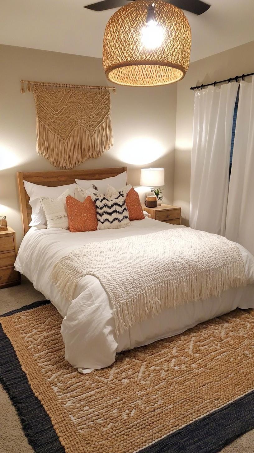 20 beautiful Boho bedroom for teenagers: ideas for 2025 29 9. Tassel and fray details: accent ledges, pillows and curtains with fringed and tushing details for additional texture-2
