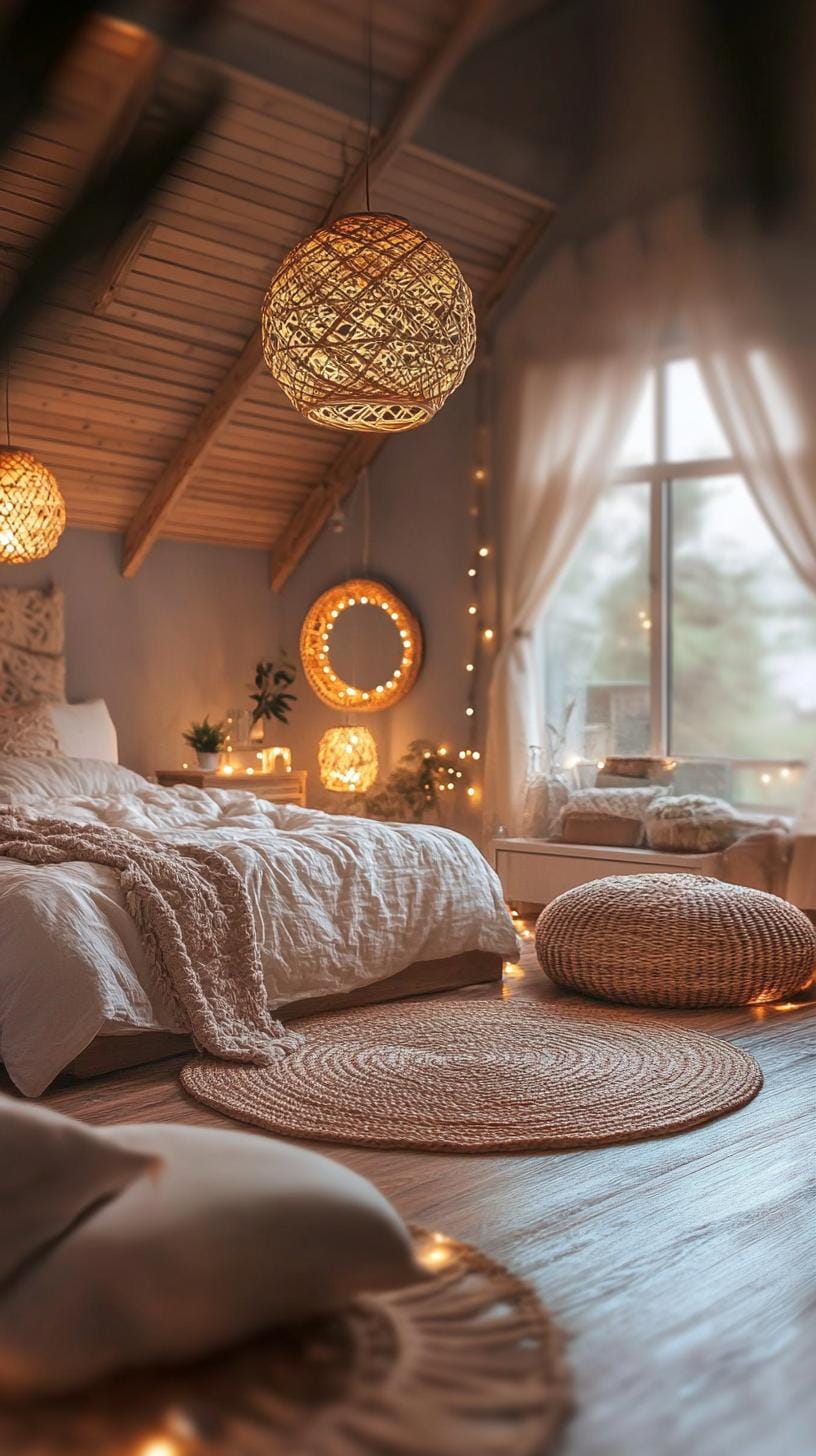 20 beautiful boho bedroom for teenagers: ideas for 2025 40 13. Boho lights: Decide