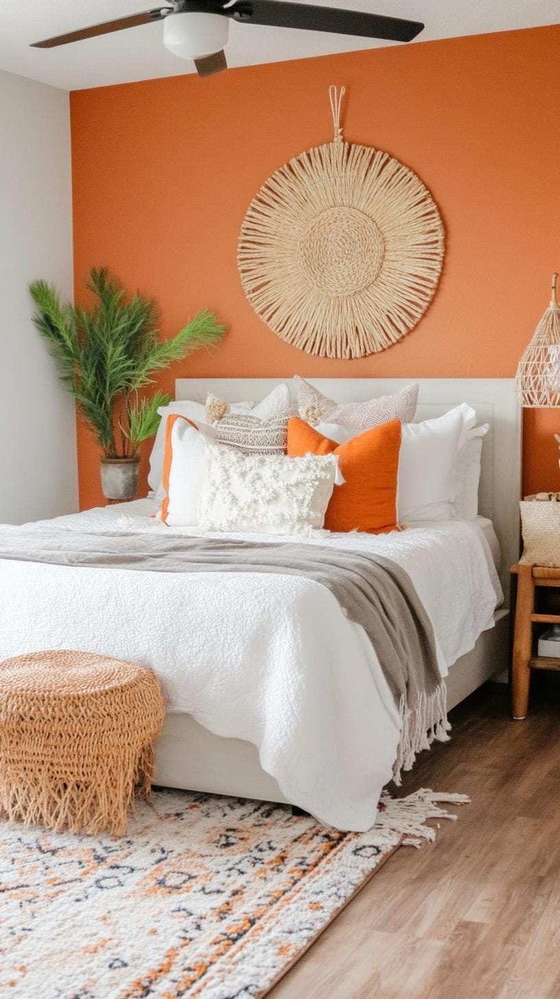 20 beautiful Boho bedroom for teenagers: ideas for 2025 47 15. Lacquered accent wall: Add liveliness with a painted wall in sun -tired colors such as sienna or mustard to neutral tones, 3
