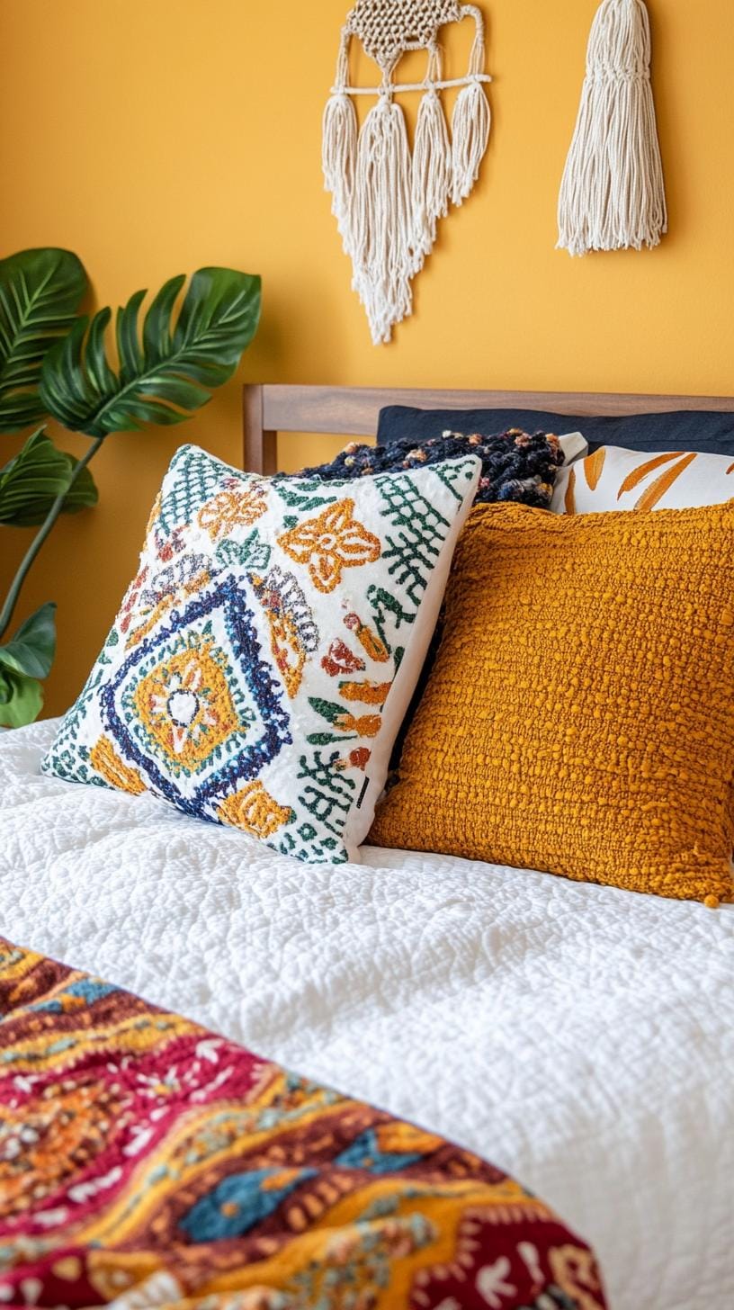 20 beautiful boho bedroom for teenagers: ideas for 2025 45 15. Lacquered accent wall: Add liveliness with a painted wall in sunny colors such as sienna or mustard to neutral tones.