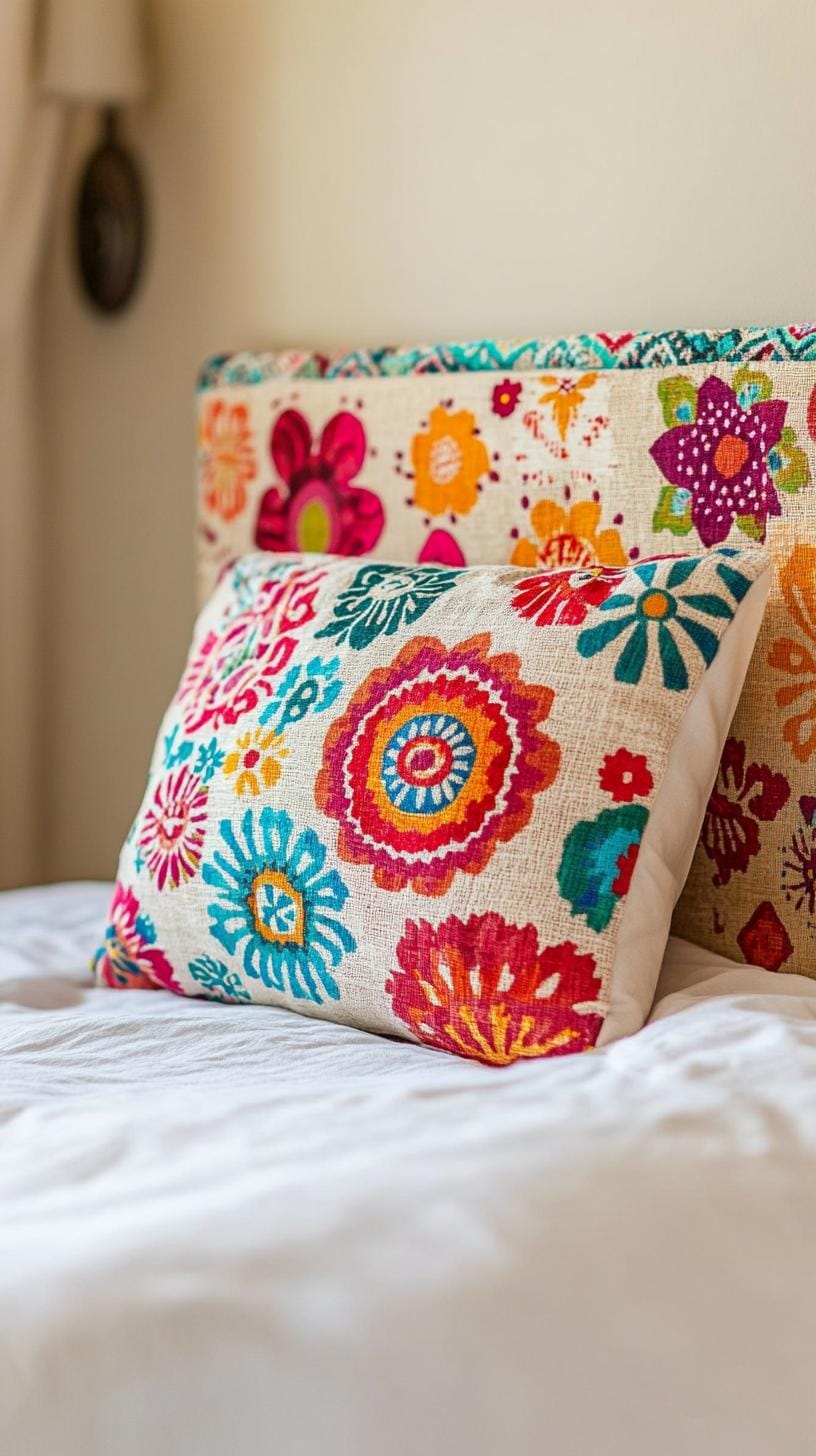 20 beautiful Boho bedroom for teenagers: ideas for 2025 56 18. Textile head part: transform the aesthetics of the room