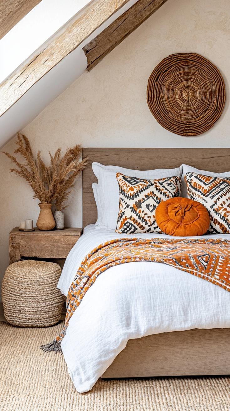 21 sweet attic bedroom ideas that you will love 56 17. Create an earth-and-fire topic with terracotta-colored accents, tribal prints and natural stone elements-2