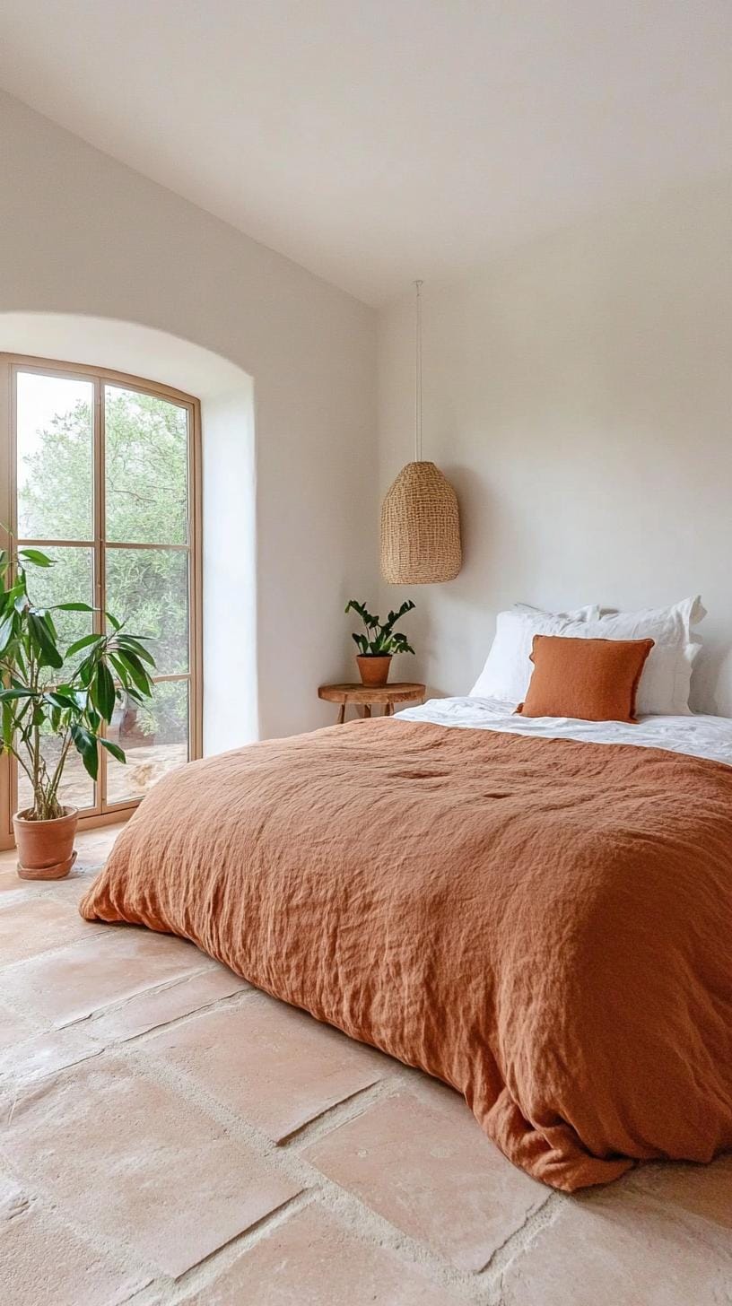 20 new minimalist bedroom ideas to inspire your 2025 refreshment 7 7 2. Earthy elements: Integrate sound and terracotta colors with minimalist green plants for a quiet Vibe-1