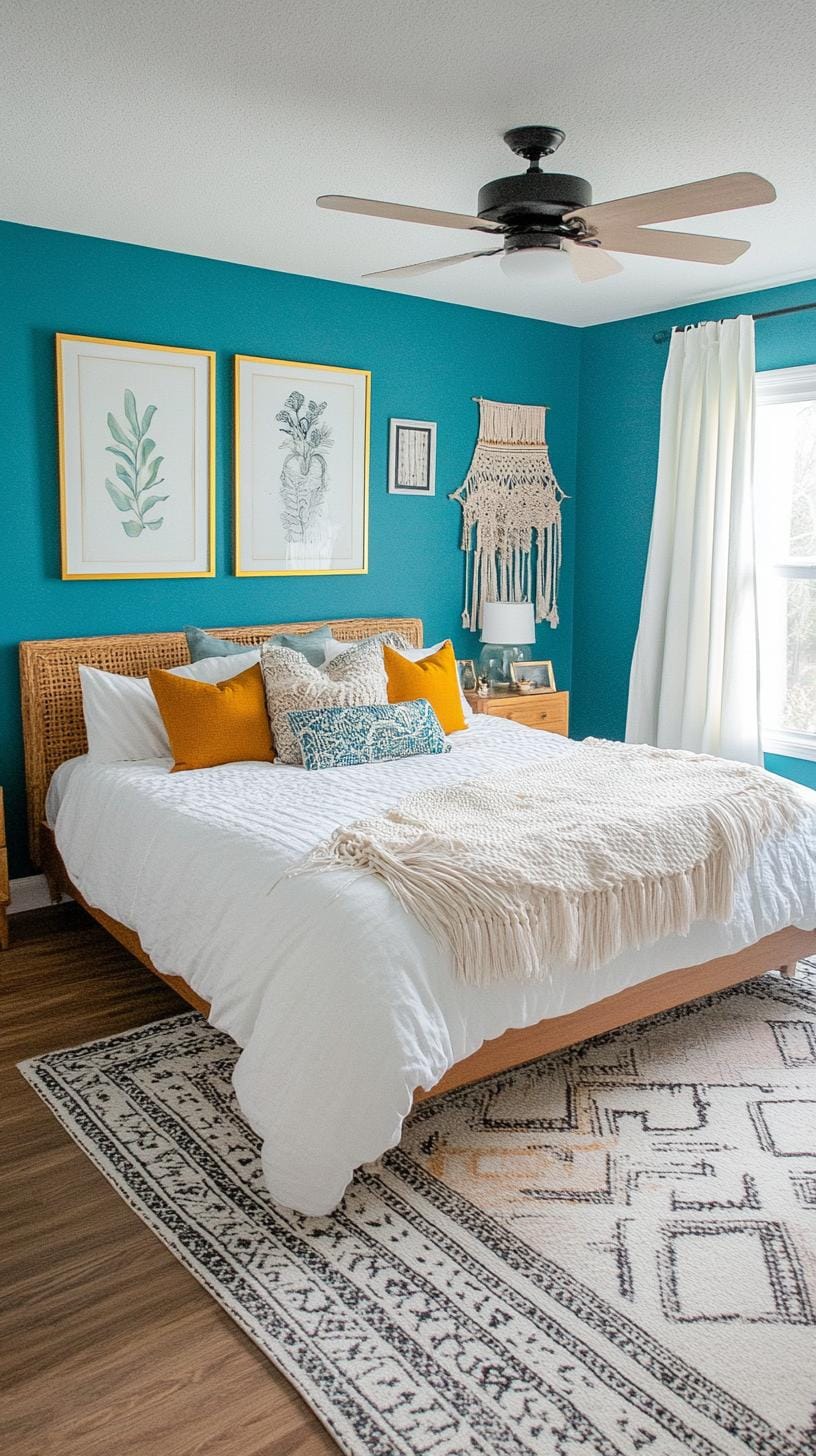 21 Best Blue Boho bedroom ideas to inspire you 23 6. Turquoise calm: highlighting turquoise colors