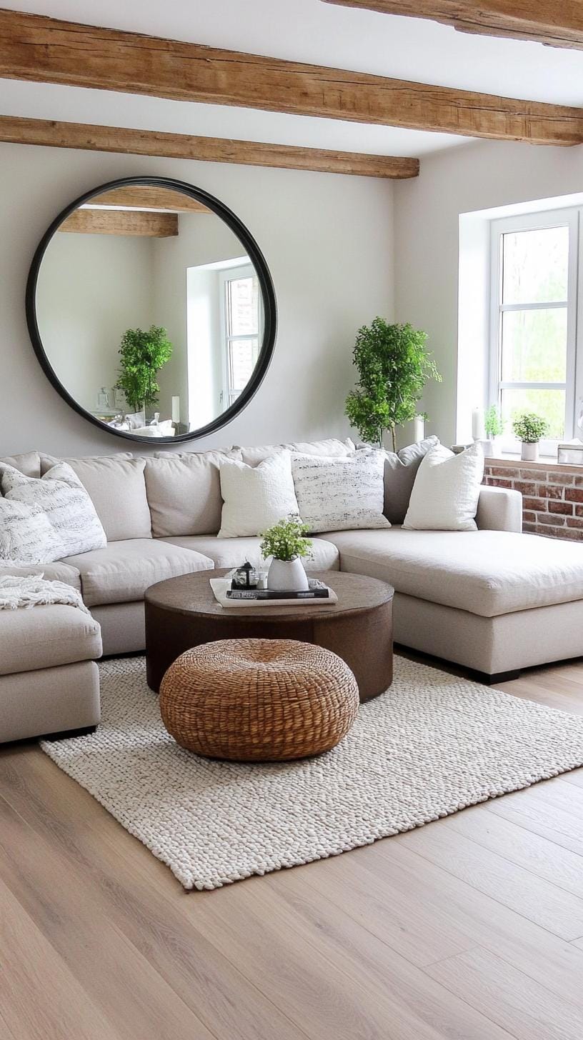 21 Best industrial farmhouse living room ideas to inspire 63 63 21. Emphasizes a minimalist industrial layout with an oversized steel frame mirror, which bounces off steamed tones and unvarnished materials 2