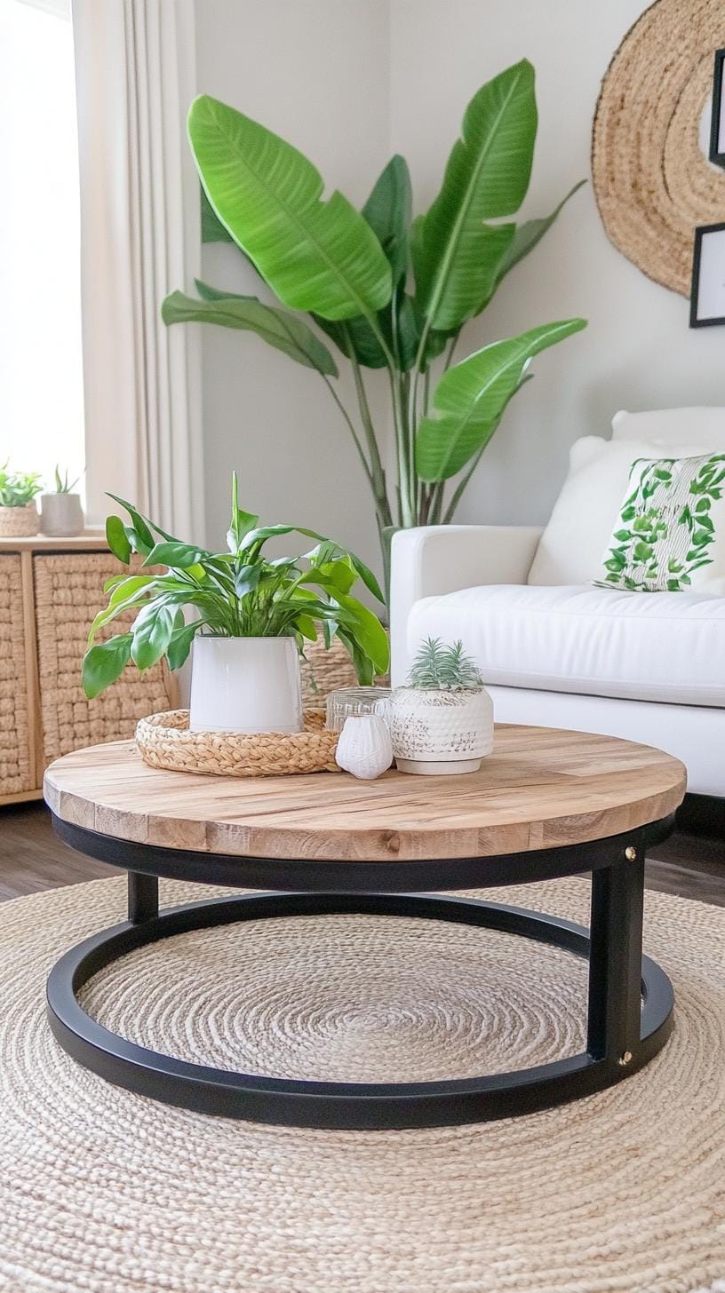 21 Best industrial farmhouse room ideas for 60 inspire 60 20. Create a center of serenity with blacksmith and wooden coffee table, paired with creation carpets and lush green for contrast-2