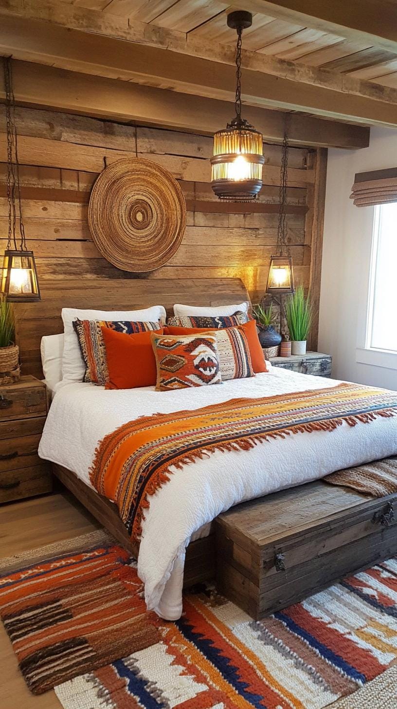 21 Breathtaking Western Boho Bedroom Ideas to inspire you 31 9. Achieve a secret with a warm, surrounding lights via trailer lights from Upcycled Rustic Metals-1