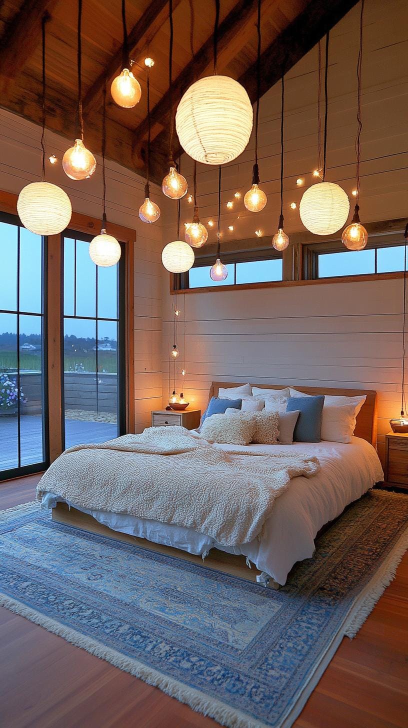 21 Breathtaking Western Boho Bedroom Ideas to inspire you 33 9. Reach a secret with a warm, surrounding lights via trailer lights from upcycled rustic metal-3