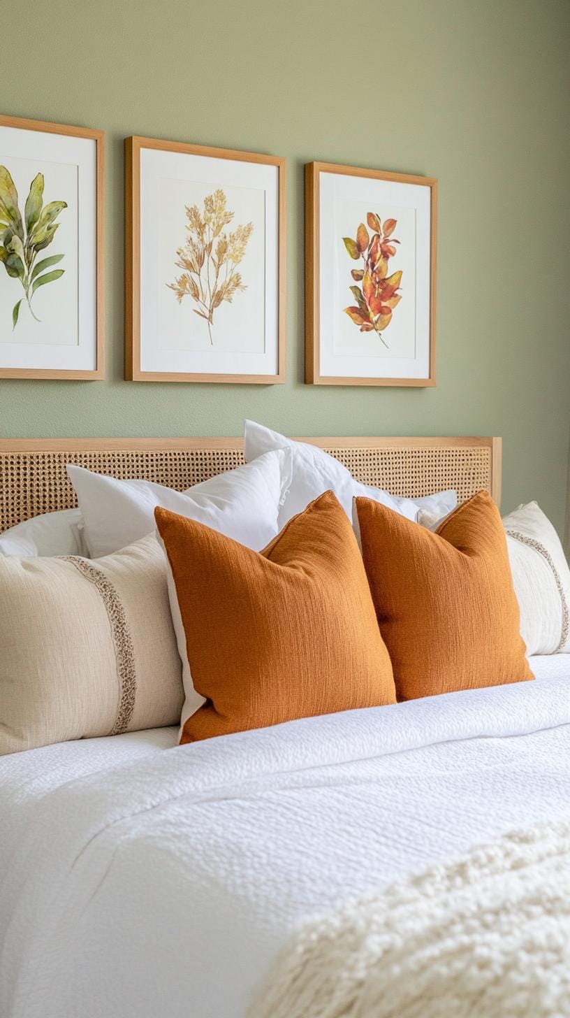 25 einzigartige Salbei grüne Boho Schlafzimmer Ideen für 2025 26 8. Nature's Gallery: Erstellen Sie ein Wandarrangement mit botanischen Kunstdrucken in Salbei und Komplementary Shades-2