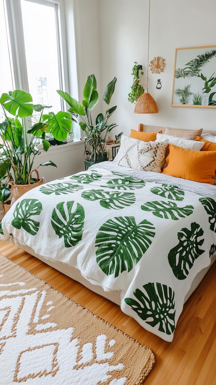 25 einzigartige Salbei grüne Boho Schlafzimmer Ideen für 2025 37 12. Nicht übereinstimmende Wunder: Integrieren Sie verschiedene Boho-Drucke in Bettwäsche und kombinieren Sie sie mit Salbei für einen harmonischen, aber eklektischen Look-1