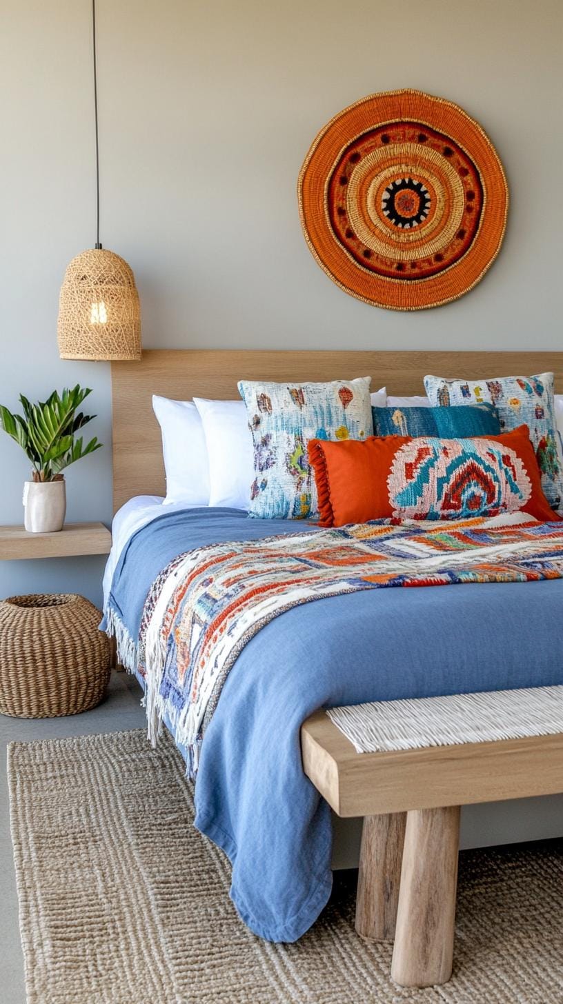21 colorful boho bedroom ideas for a bizarre hippie vibe 53 18. Wonderful hiker paradise: Mix faded denim blues with sandy beiges with exotic decor-2 decor-2