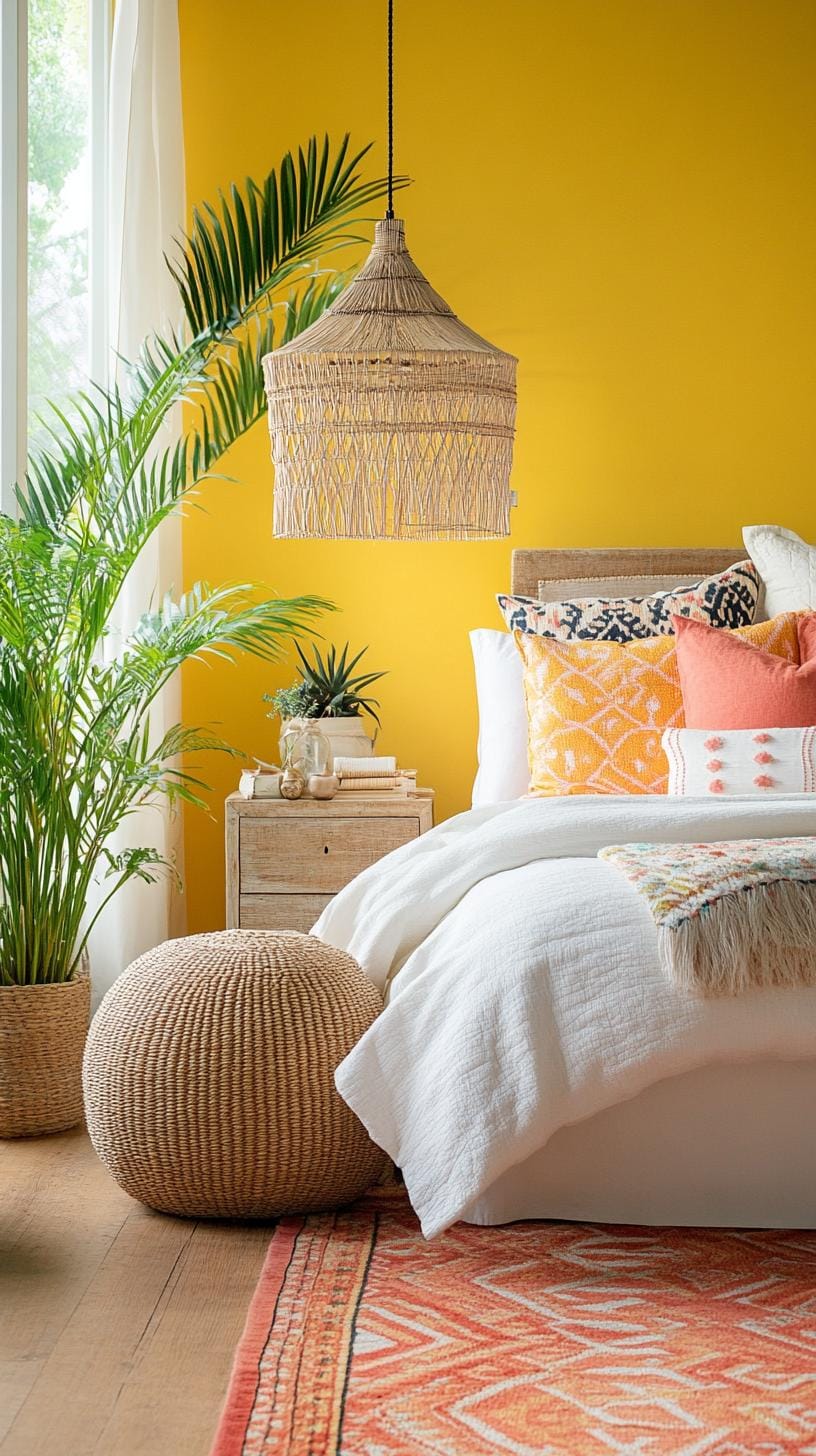 21 colorful boho bedroom ideas for a bizarre hippie -vibe 58 20. Southern Coast Adventure: Combine sunny yellow and deep corals with beach elements and relaxed liquid lines-1