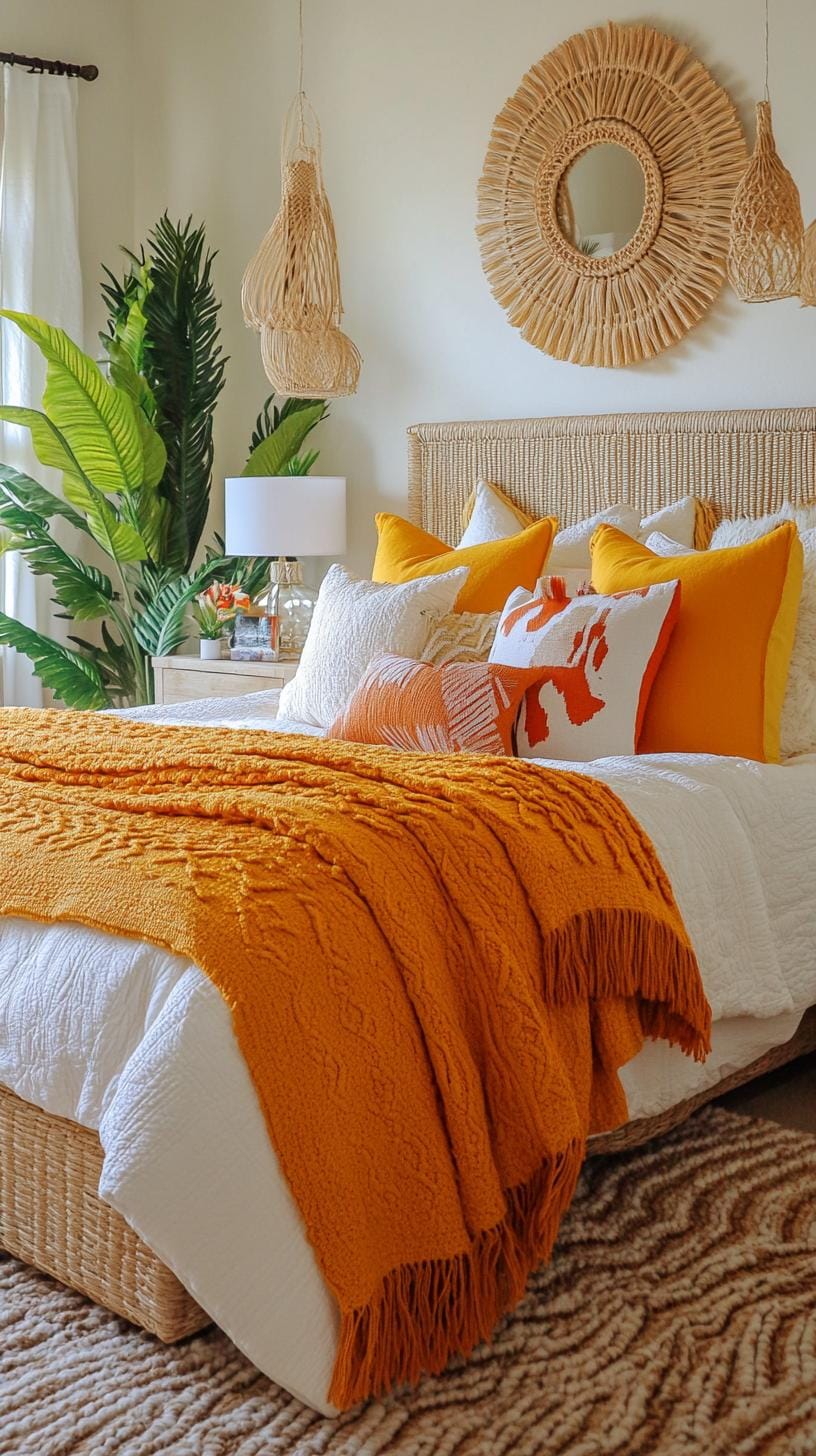 21 colorful boho bedroom ideas for a bizarre hippie -vibe 59 20. Southern Coast Adventure: Combine sunny yellow and deep corals with beach elements and relaxed liquid lines-2