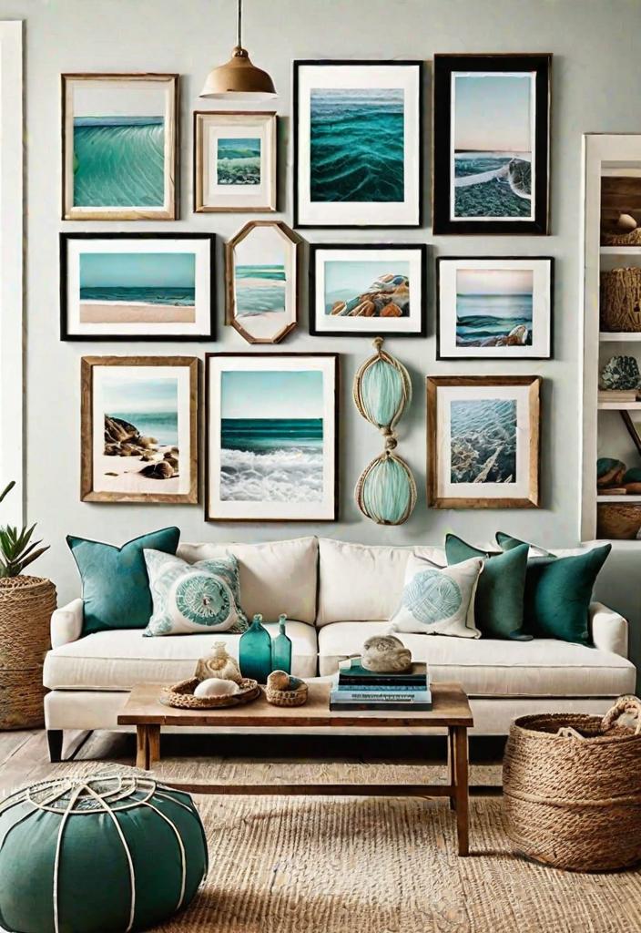 43 Inspiring Coastal Living Room Ideas 10 8. Coastal Gallery Wall Inspiration-0