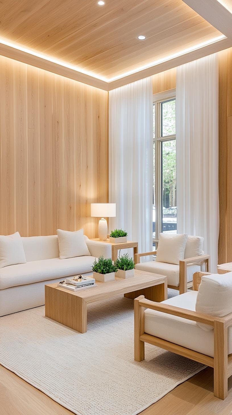 21 Cozy organic modern living room ideas for copying 36 12. Accent lighting with a minimalist table and floor lamp-0
