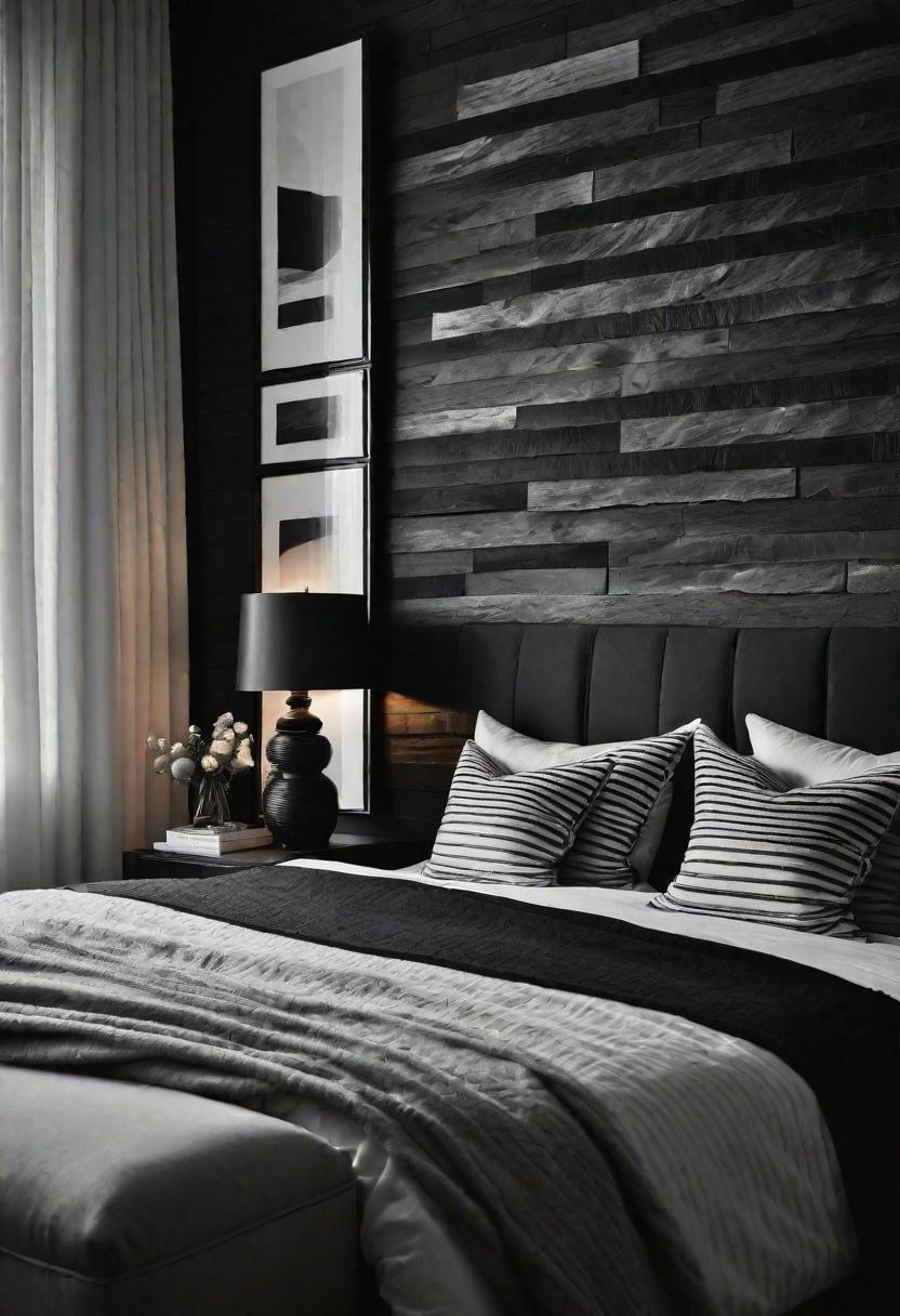 45 Black and White Bedroom Ideas for Timeless Elegance 28 26. Adding Depth with Textured Walls-0
