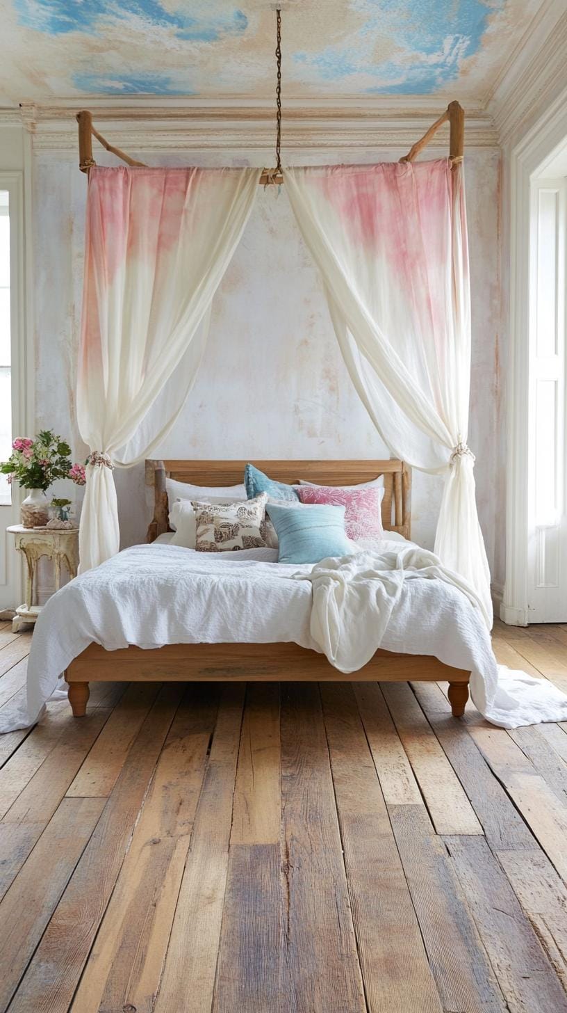 21 Breathtaking Western Boho Bedroom Ideas to inspire you 53 16. Winden windows with flowing, transparent curtains in a tie scheme that is reminiscent of Monsunihick, 1