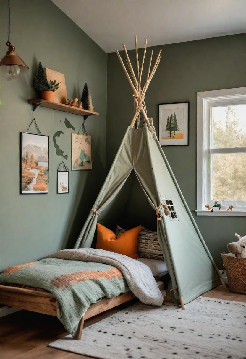39 Sage Green Farmhouse Bedroom Ideas: Trendy Rustic Chic 30 18. Adventurous Sage Green Kid's Room-0
