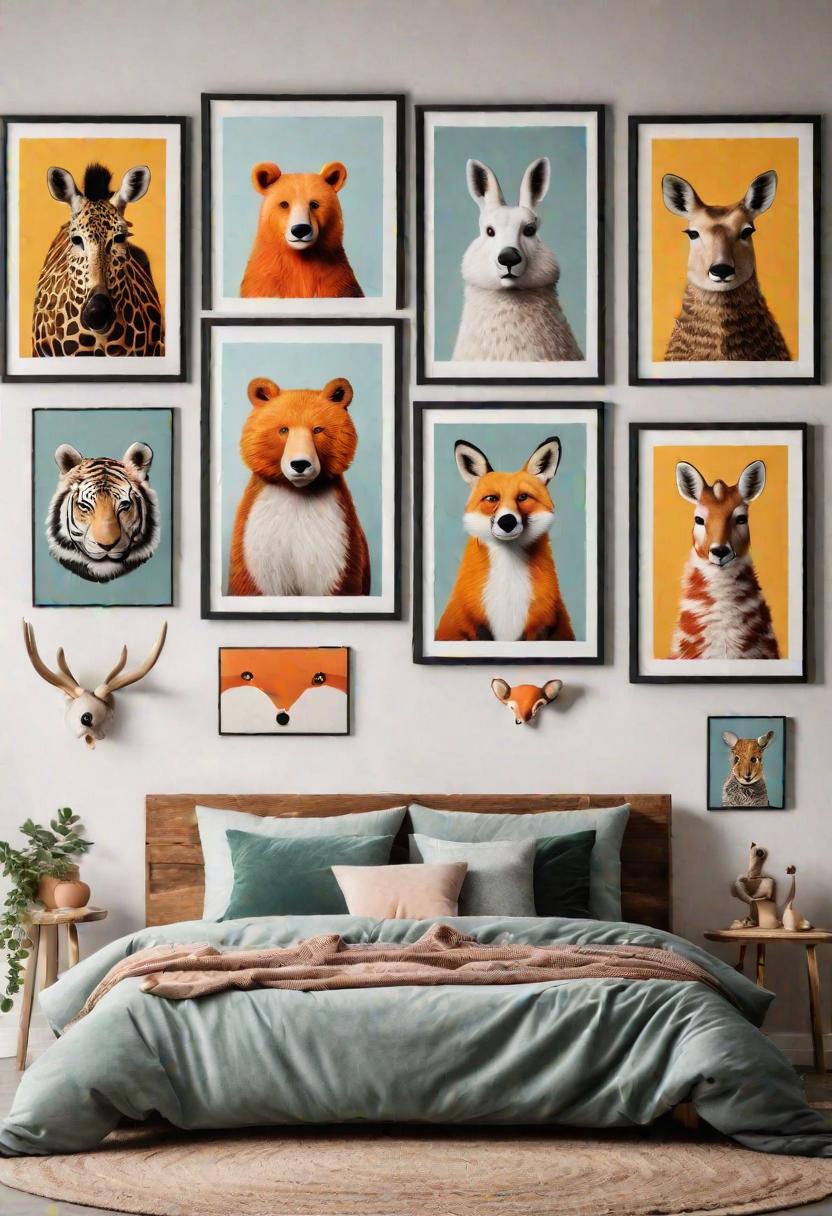 61 Inspiring Bedroom Wall Decor Ideas: Transform Your Space into a Dreamy Retreat 46 44. Animals in Frames-0