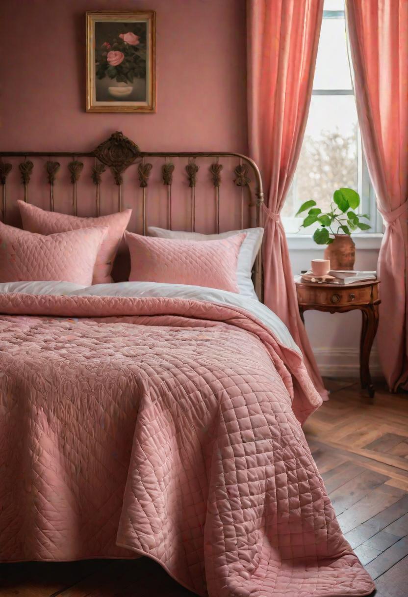 63 Luxurious Pink Bedrooms to Warm Up Your Space 43 41. Antique Rose Bedspread-0