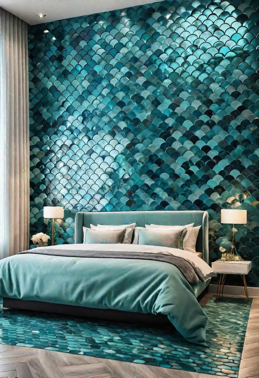 35 Stunning Bedroom Accent Walls for a Cozy Makeover 54 27. Aquatic Accent Wall with Fish Scales-1