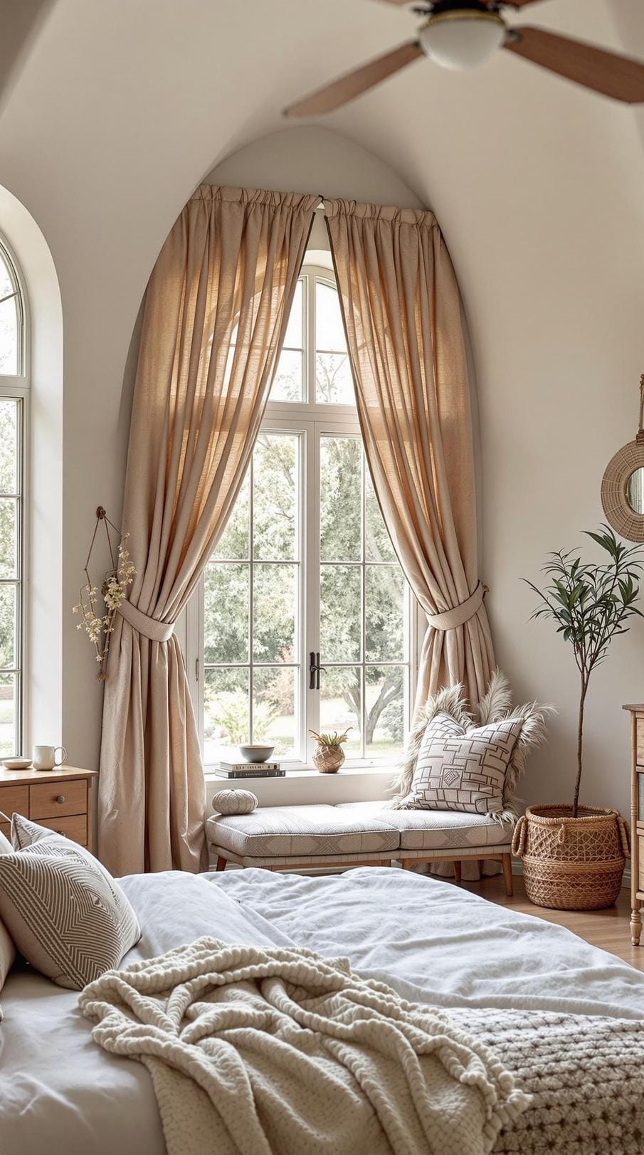 23 Modern Boho bedroom ideas that you will love immediately 68 23. Dcramed windows with draped fabrics-0 designed