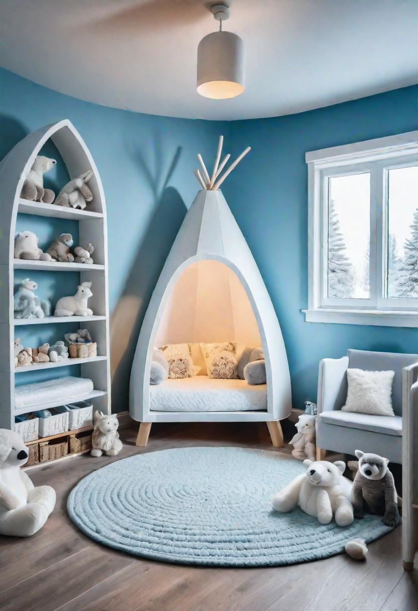 61 Dreamy Nursery Room Inspirations: From Cozy Corners to Whimsical Themes 37 21. Arctic Animal Igloo Nursery Ideas-1