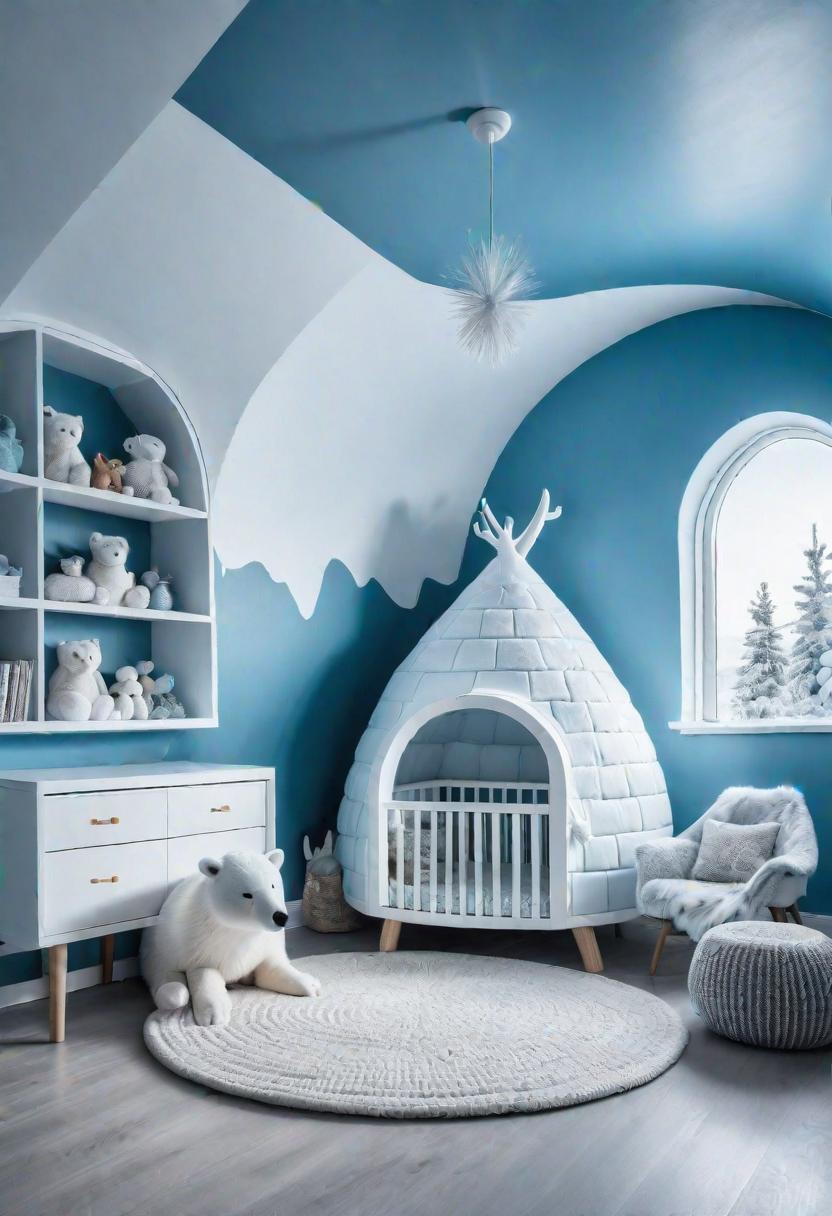 61 Dreamy Nursery Room Inspirations: From Cozy Corners to Whimsical Themes 38 21. Arctic Animal Igloo Nursery Ideas-2