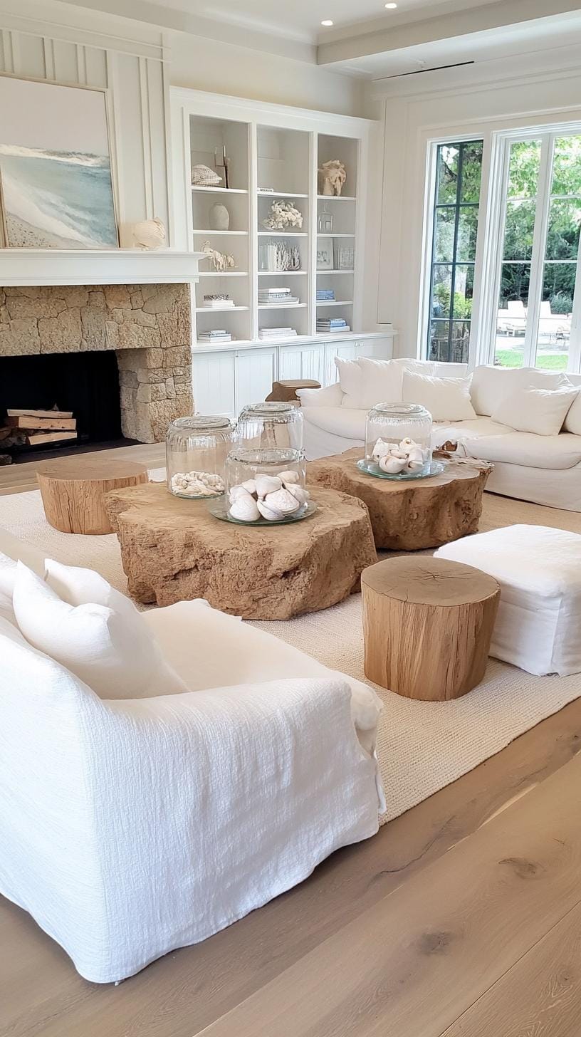 20 unique coastal farmhouse living room ideas, the woW 30 9. Seating around a stone fireplace and add with the shell with glass containers