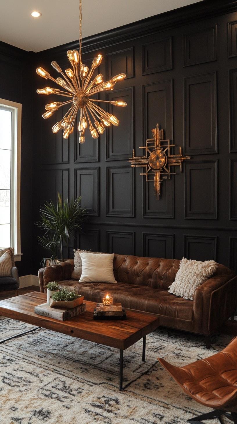 19 cozy Moody farmhouse living room ideas, the wow 52 17. Art Deco crown chandelier in farmhouse-0