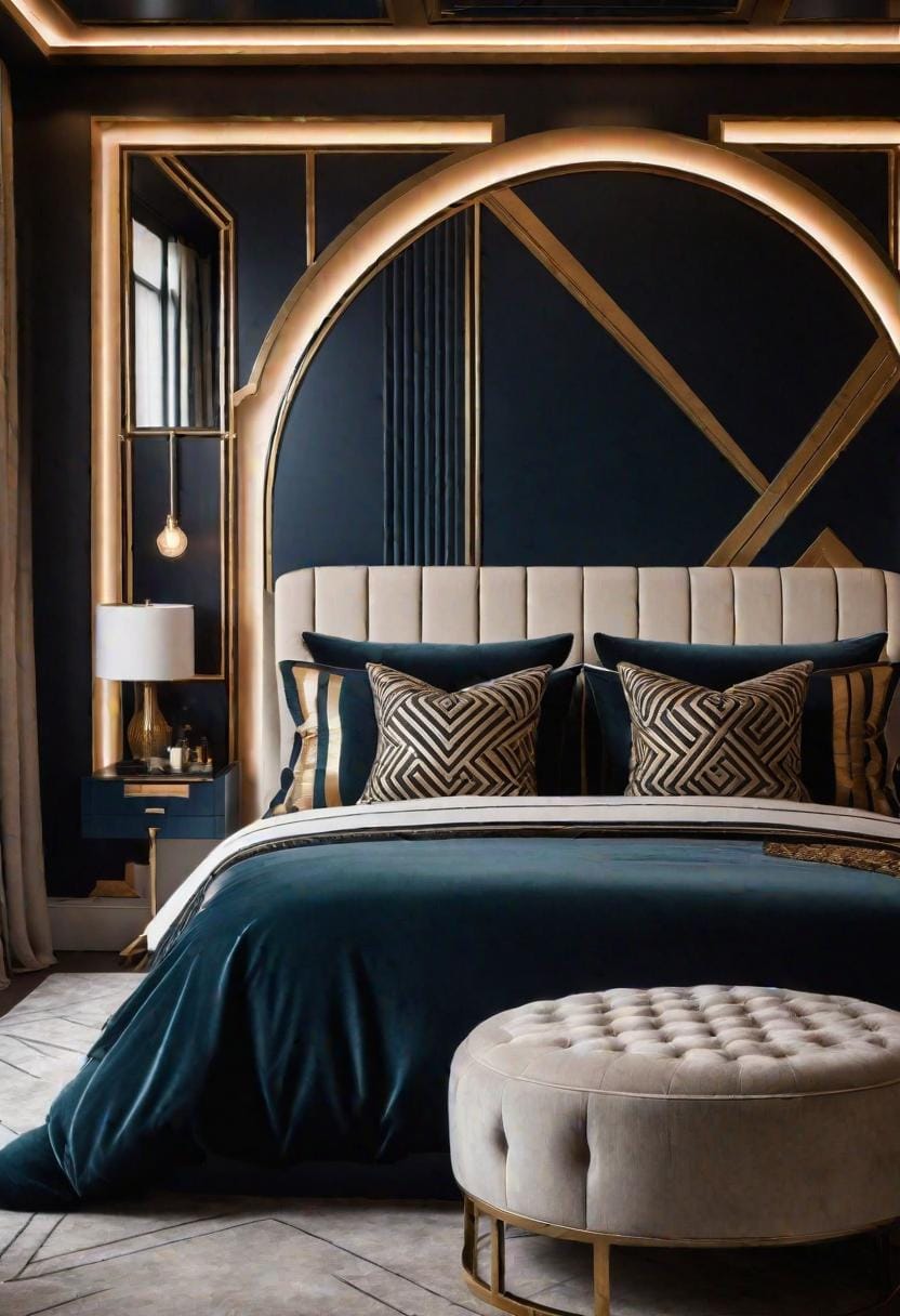 21 modern bedroom ideas for your 2025 makeover 33 10. Art Deco resuscitation through geometric patterns and metallic highlights-0