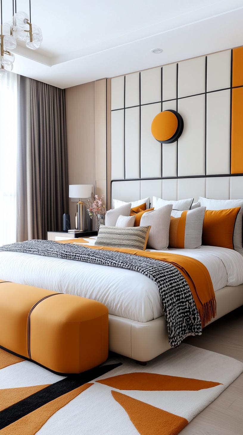 21 modern bedroom ideas for your 2025 makeover 36 10. Art Deco resuscitation through geometric patterns and metallic highlights-3