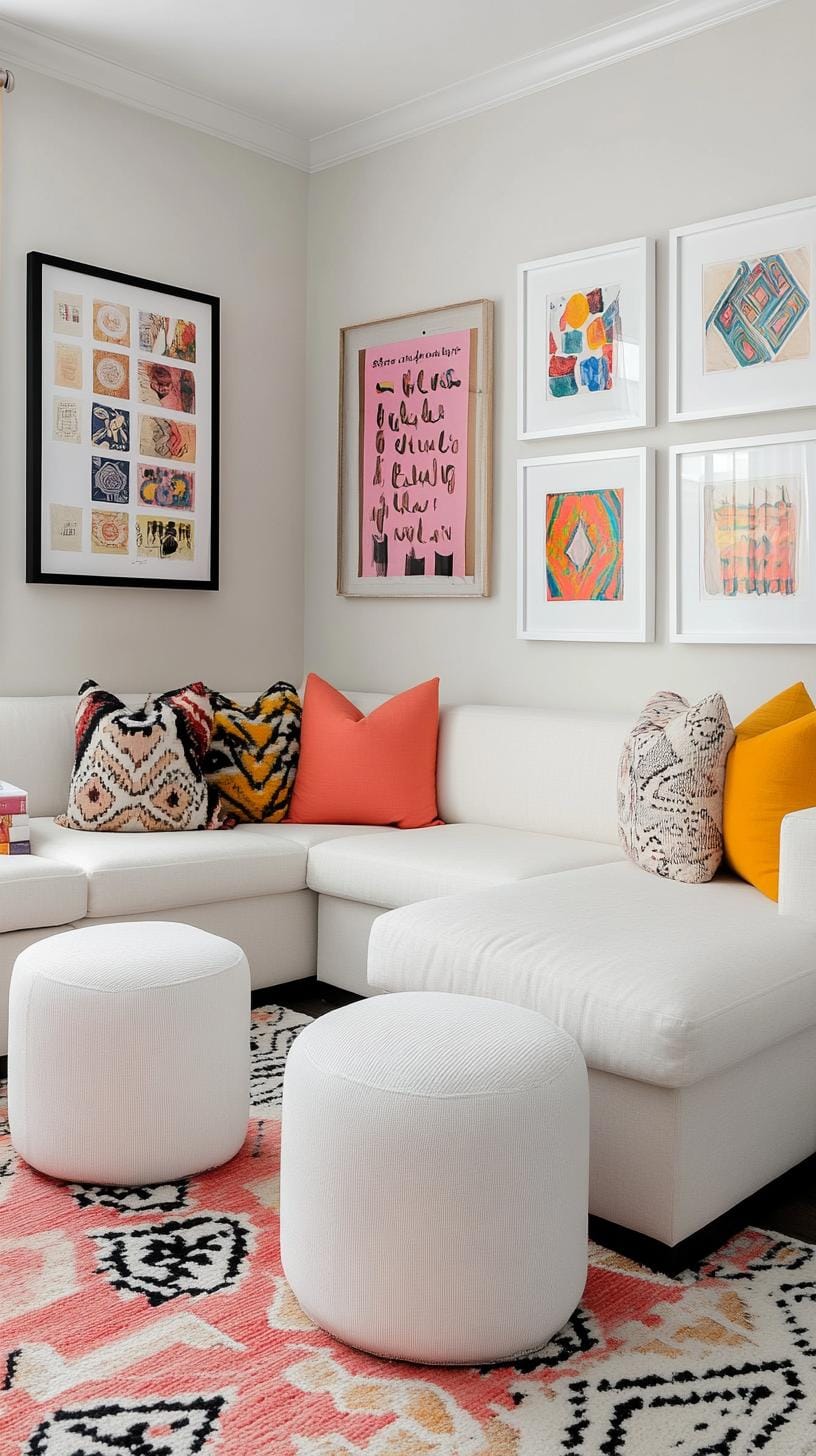 37 Gallery Wall Decor Ideas: Layouts And Styles to Elevate Any Room 85 28. Art and quote typography mix where graphic quotes are interspersed with visuals-0