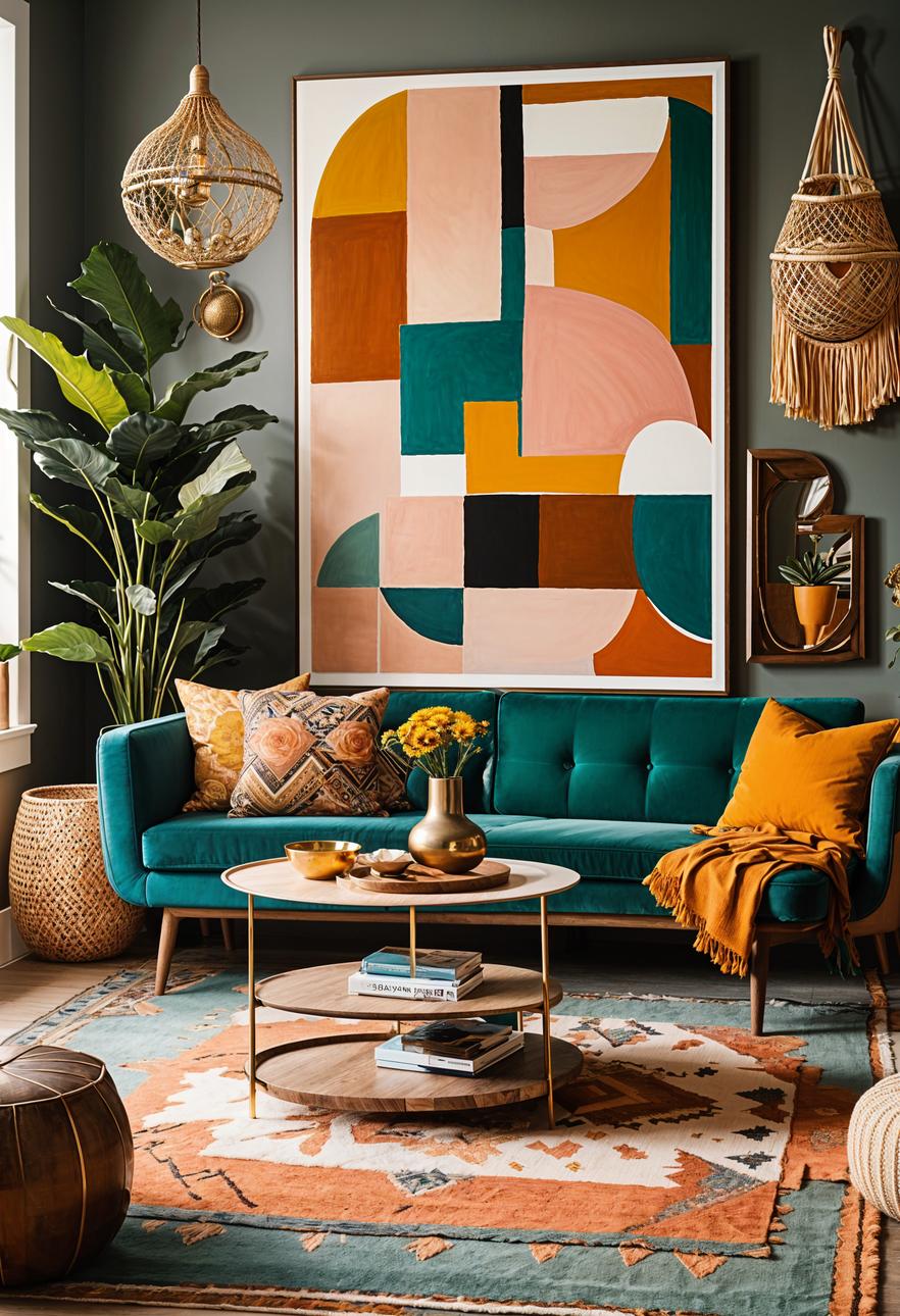 19 beautiful boho in the middle of the century modern living room 4 1. Artistic versatile Boho Gallery Wall-1