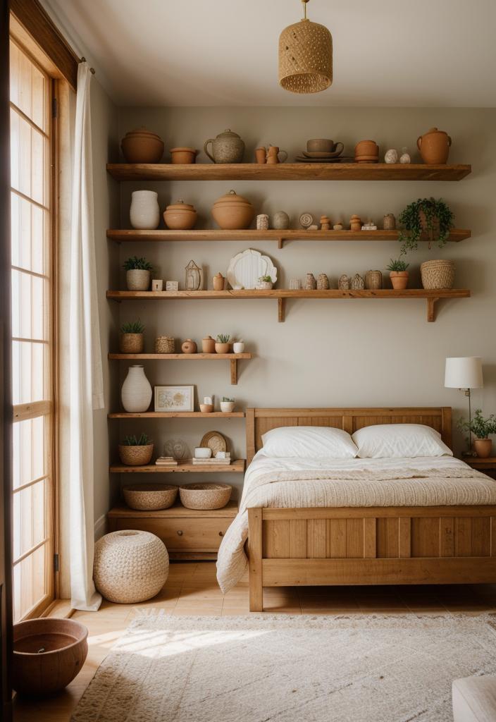 36 Earthy Bedroom Ideas for a Serene Space 5 2. Artisan Clay Bedroom Decor-1