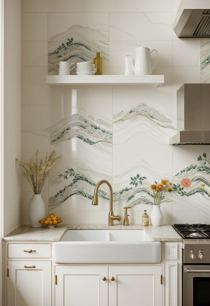 35 Stunning Kitchen Backsplash Ideas: Creative and Eye-Catching Designs 8 5. Artisan Porcelain Tile Designs-0