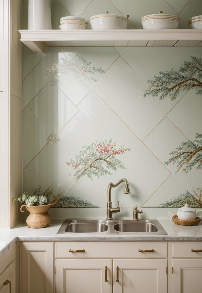 35 Stunning Kitchen Backsplash Ideas: Creative and Eye-Catching Designs 9 5. Artisan Porcelain Tile Designs-1