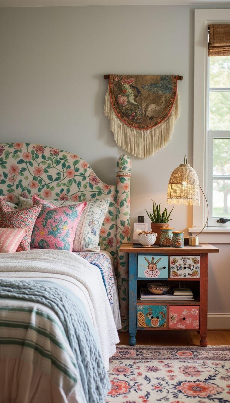 20 beautiful Boho bedroom for teenagers: ideas for 2025 48 16. Artistic bedside tables: set up non-matching local or diy-frozen bedside tables for artistic individuality-0