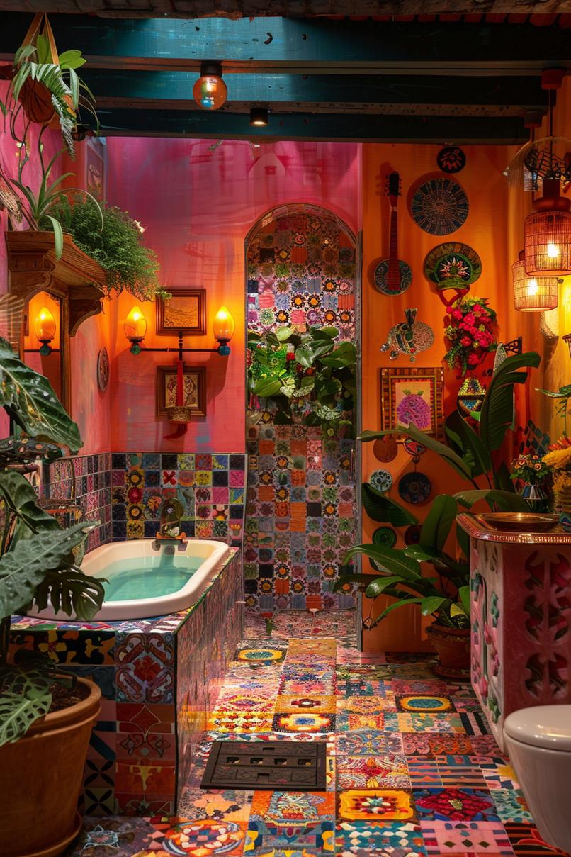 23 dream baths to inspire their creative genius 26 14. Artistic Bohemian bathroom: mosaic magic-1