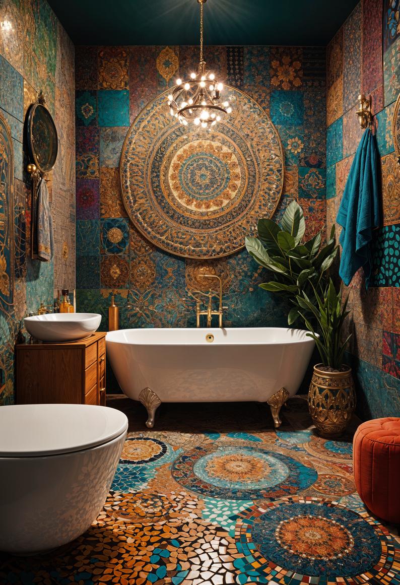 23 dream baths to inspire their creative genius 27 14. Artistic Bohemian bathroom: mosaic magic-2