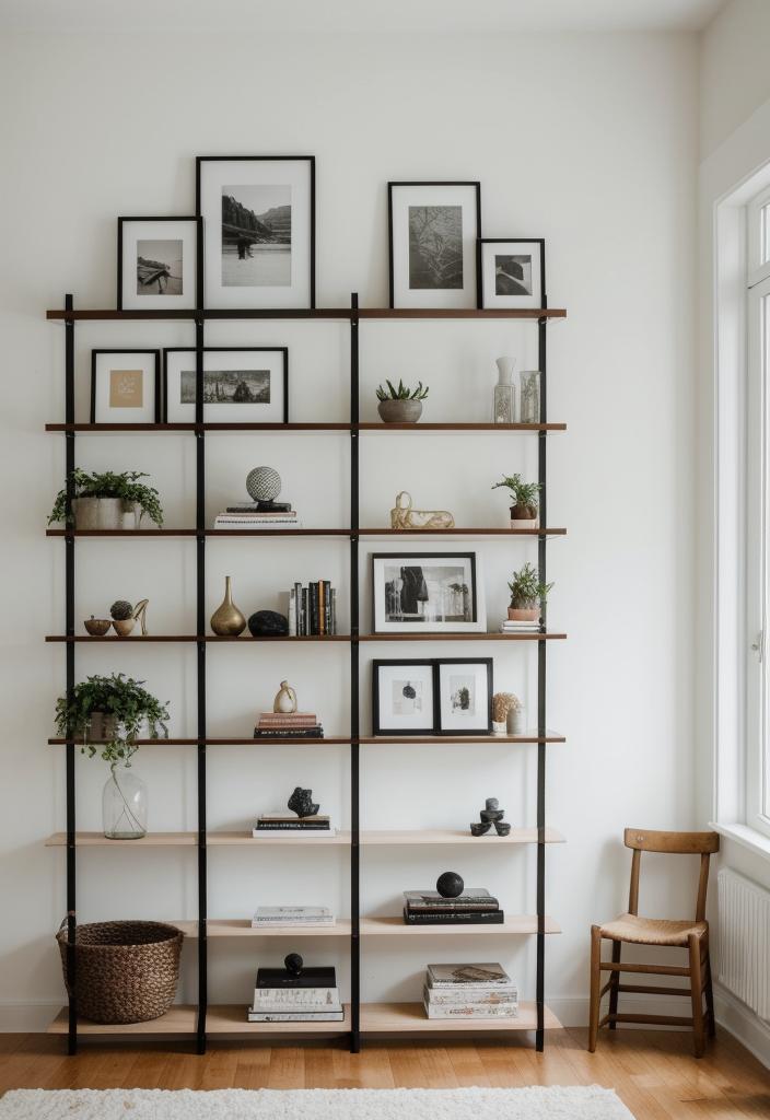 21 Elegant integrated shelves for the living room 25 18. Artistic built-in shelves Display-0