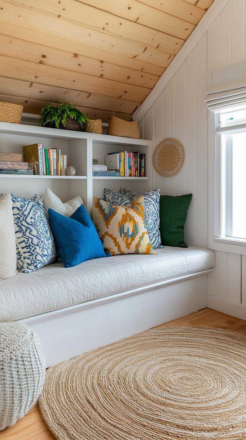 21 sweet attic bedroom ideas that you will love 53 16. Assembly a reader room with cozy corners, integrated bookshelves and soothing neutral colors-2