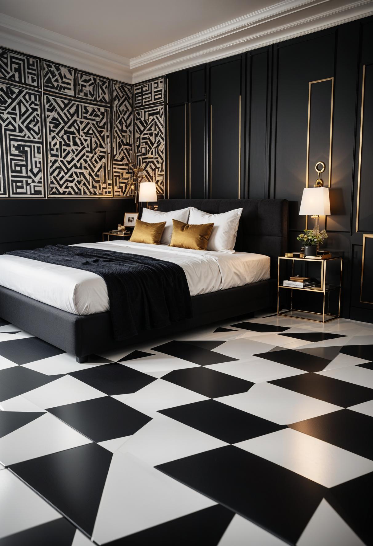 39 Dreamy Bedroom Decor Ideas (New) 45 39. Avant-Garde Geometric Bedroom Floors-0