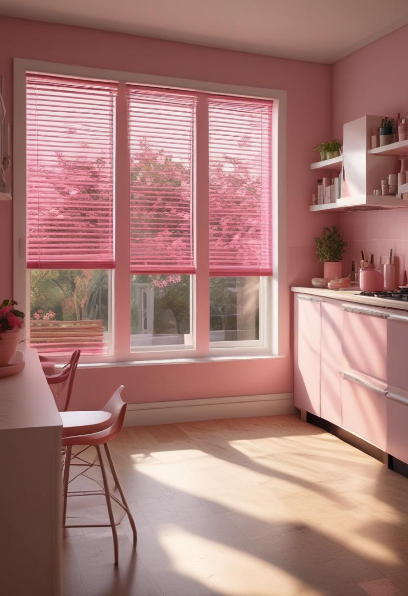 35 Charming Pink Kitchen Ideas: a Feminine Flair in Your Cooking Space 38 31. Azalea Pink Blinds-0