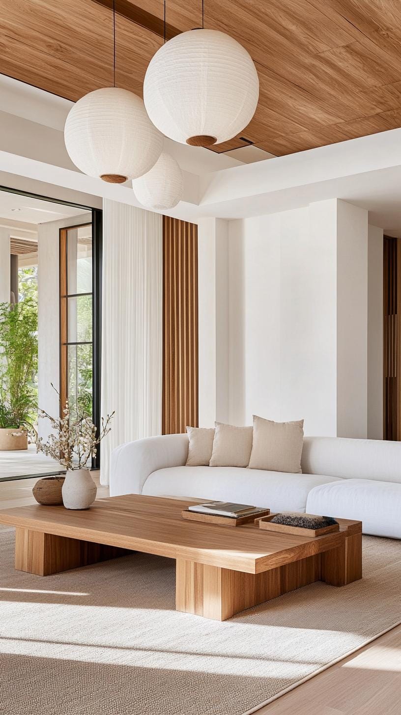 15 new Japandi living room ideas that you love 22 8. Balanced Light Play: Mixing of natural light and soft lantern-rag-playing-0