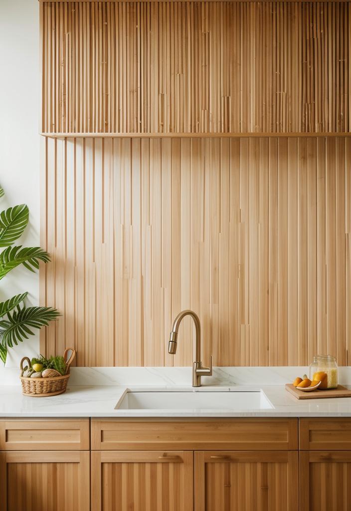 35 Stunning Kitchen Backsplash Ideas: Creative and Eye-Catching Designs 38 26. Bamboo Backsplash Ideas-0
